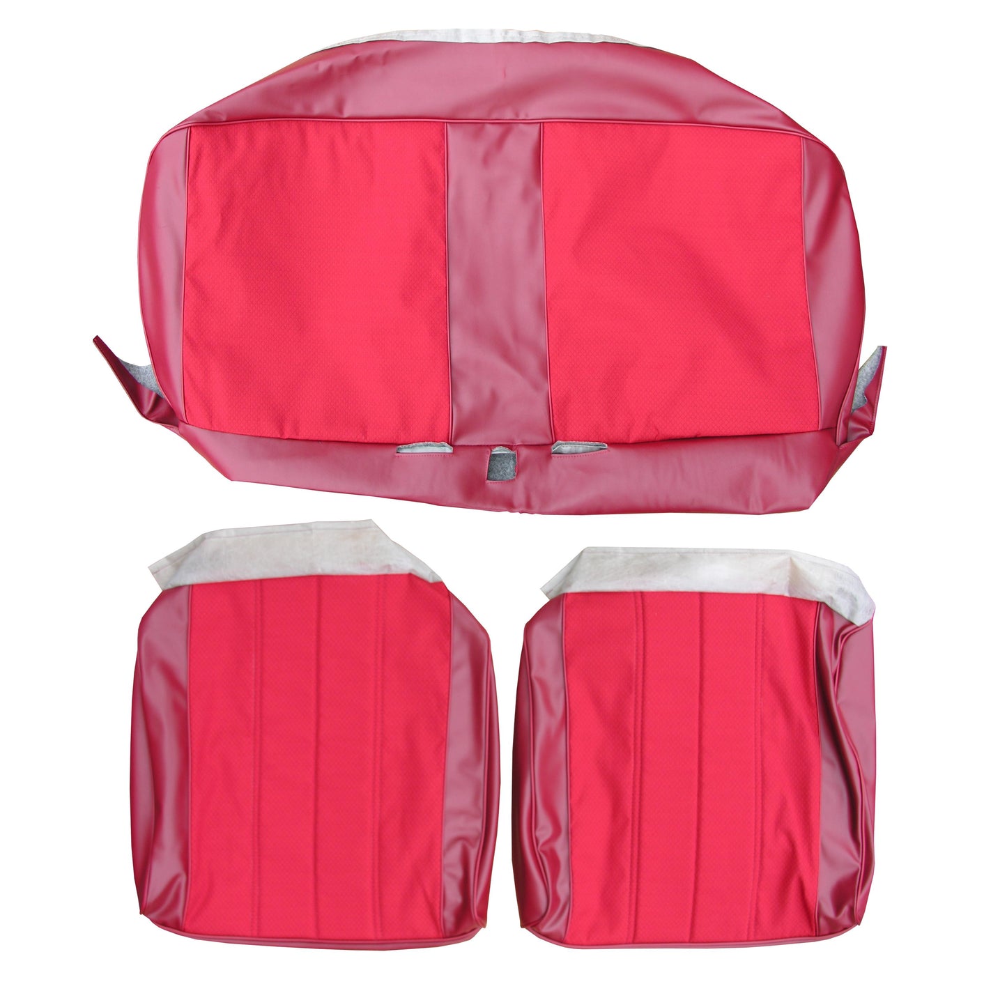 66 CHEVELLE/MALIBU SPLIT BENCH CLOTH UPHOLSTERY - SRM RED CLOTH/RED