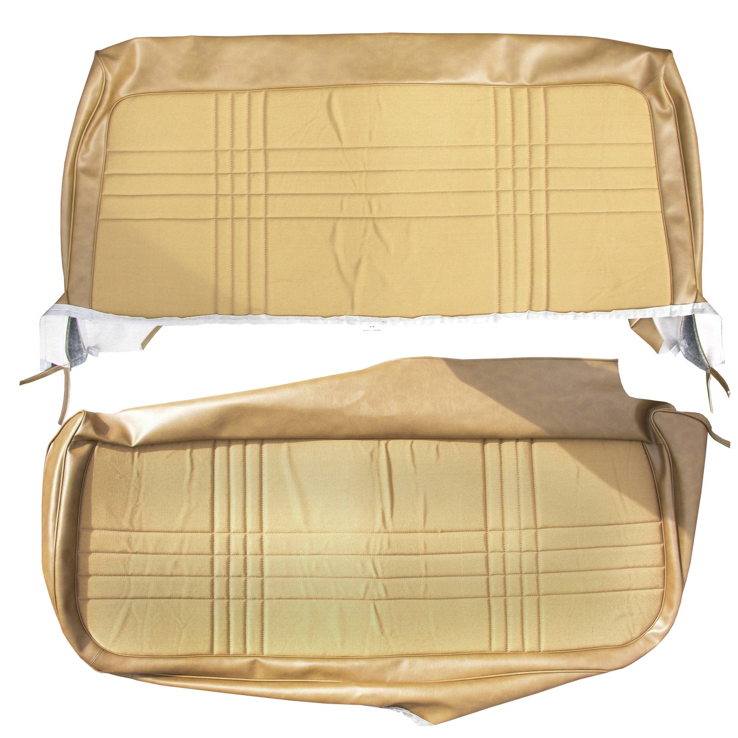 69 SATELLITE 4DR. STRAIGHT BENCH CLOTH UPHOLSTERY- SRM GOLD CLOTH/SADDLE