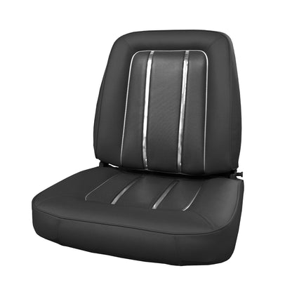 64 VALIANT SIGNET BUCKET SEAT UPHOLSTERY -  BLACK W/ SILVER TINSEL WELT