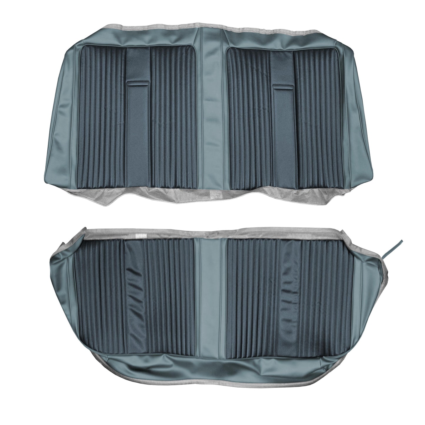 67 BELVEDERE II 4-DOOR SEDAN REAR UPHOLSTERY - NAVY/LIGHT BLUE
