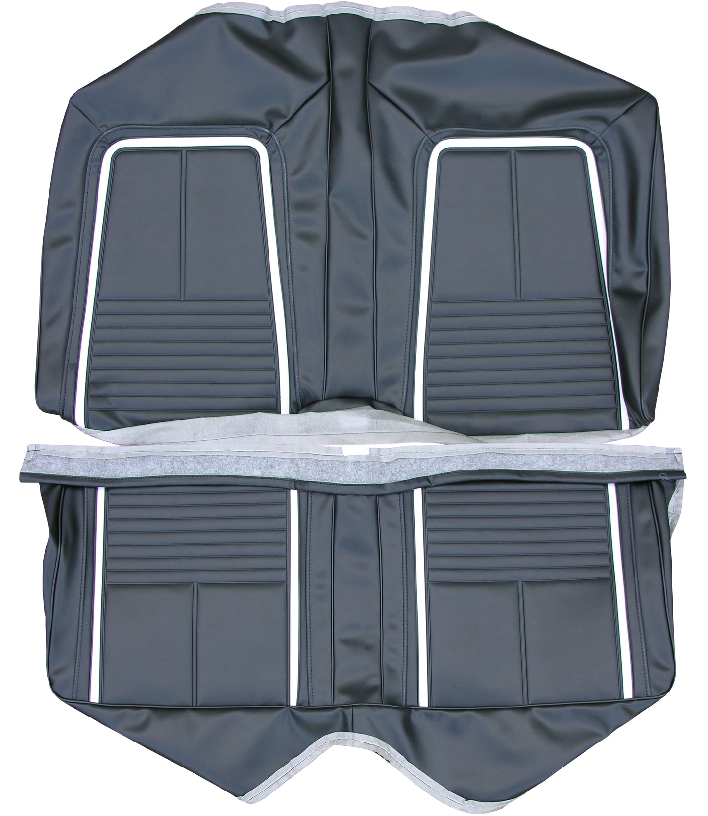 67 CAMARO "DELUXE" FIXED CONV. REAR UPHOLSTERY - BLACK W/ WHITE ACCENT