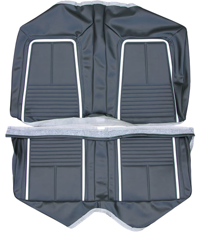 67 CAMARO "DELUXE" FIXED CONV. REAR UPHOLSTERY - BLACK W/ WHITE ACCENT