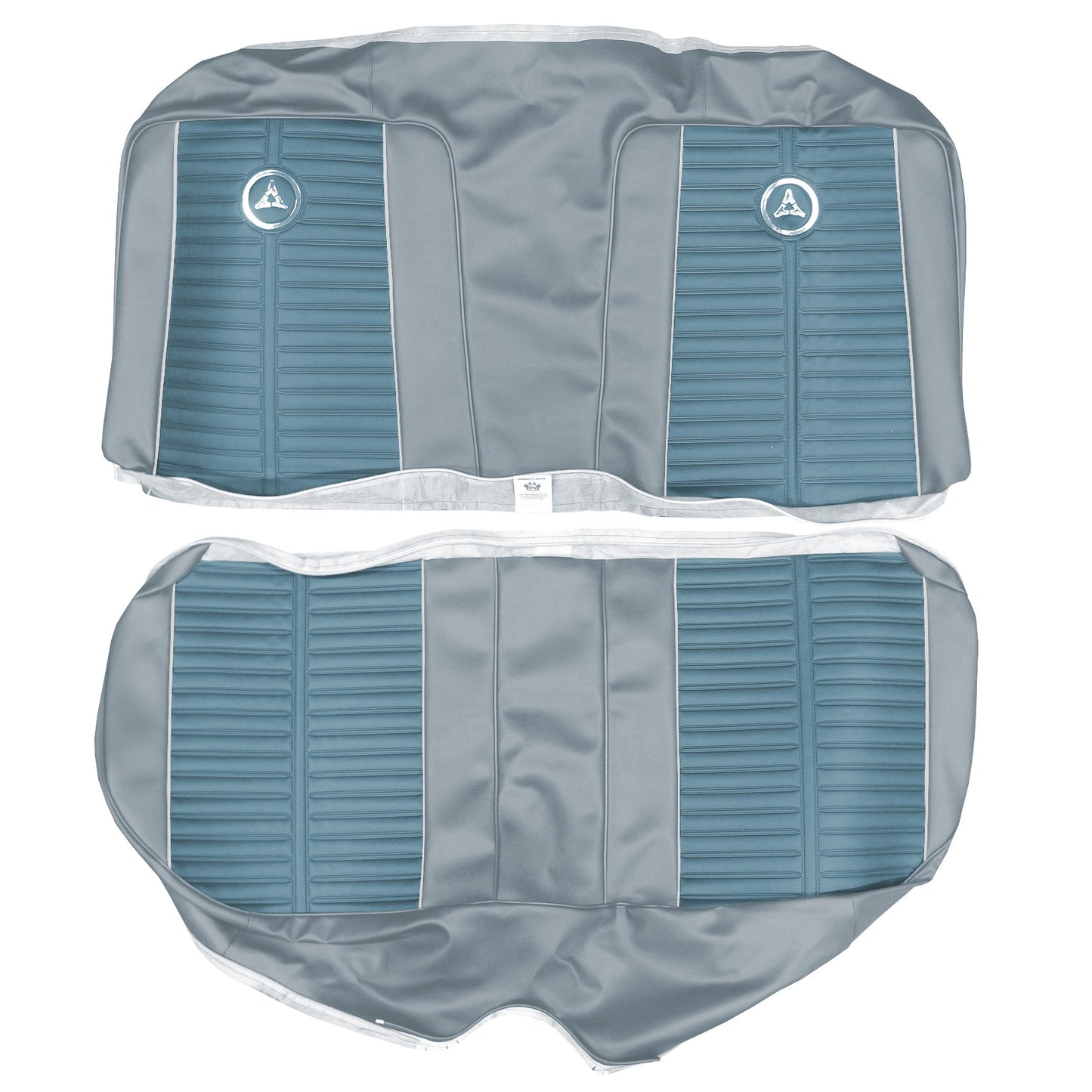 64 DART GT HARDTOP REAR UPHOLSTERY - DARK BLUE/LIGHT BLUE W/ SILVER TINSEL WELT