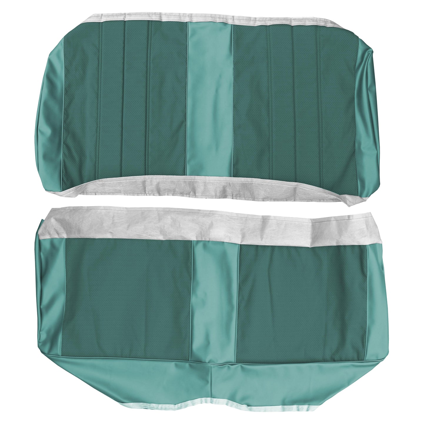 66 CHEVELLE/MALIBU HARDTOP REAR CLOTH UPHOLSTERY - SRM DARK TURQUOISE CLOTH/SRM LIGHT TURQUOISE