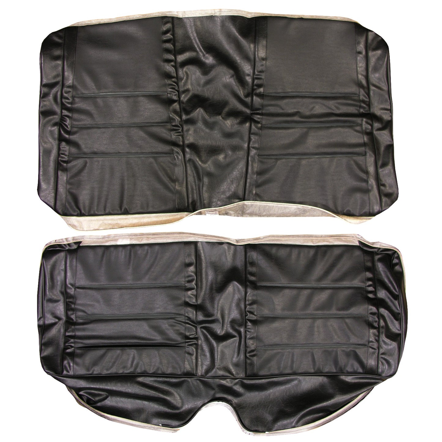 68 CHARGER HARDTOP REAR UPHOLSTERY - BLACK W/ DARK GRAY PLEATS