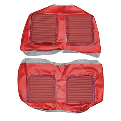 65 BELVEDERE II CONVERTIBLE REAR UPHOLSTERY - MAROON/RED W/ SILVER TINSEL WELT