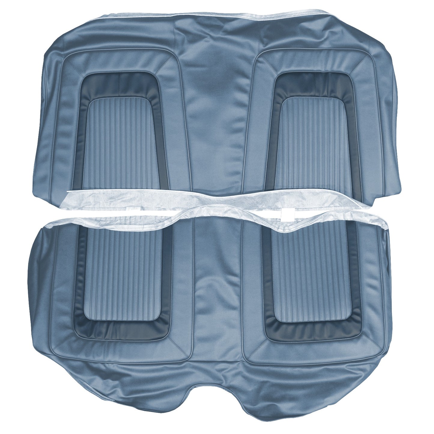 65 CORONET 500 HARDTOP REAR UPHOLSTERY - BLUE W/ NAVY COLLAR