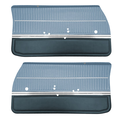 69 CUTLASS 'S'/442 SPORTS COUPE FRONT DOOR PANELS (PRE-ASSEMBLED) - LIGHT BLUE/DARK BLUE