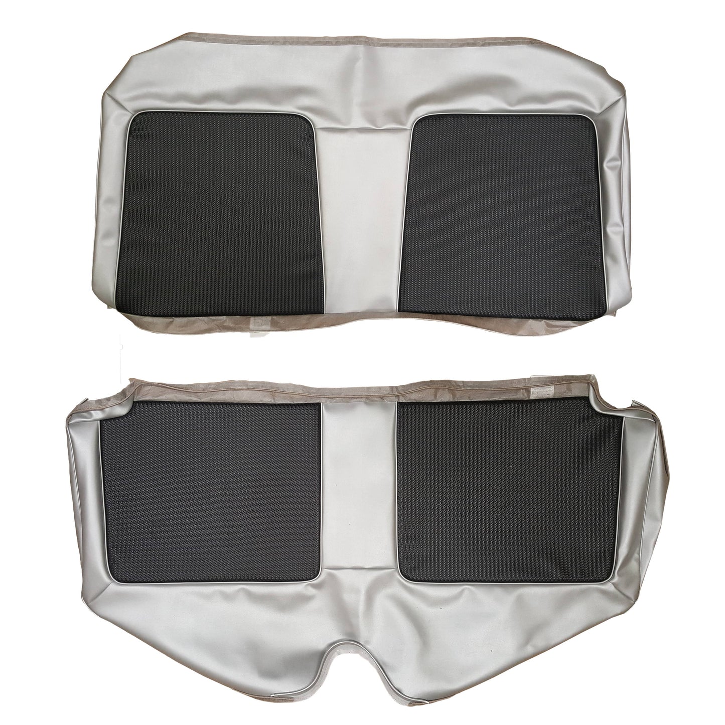 68 BELVEDERE/ROADRUNNER/CORONET HTP/SDN REAR UPHOLSTERY - BLACK/SILVER