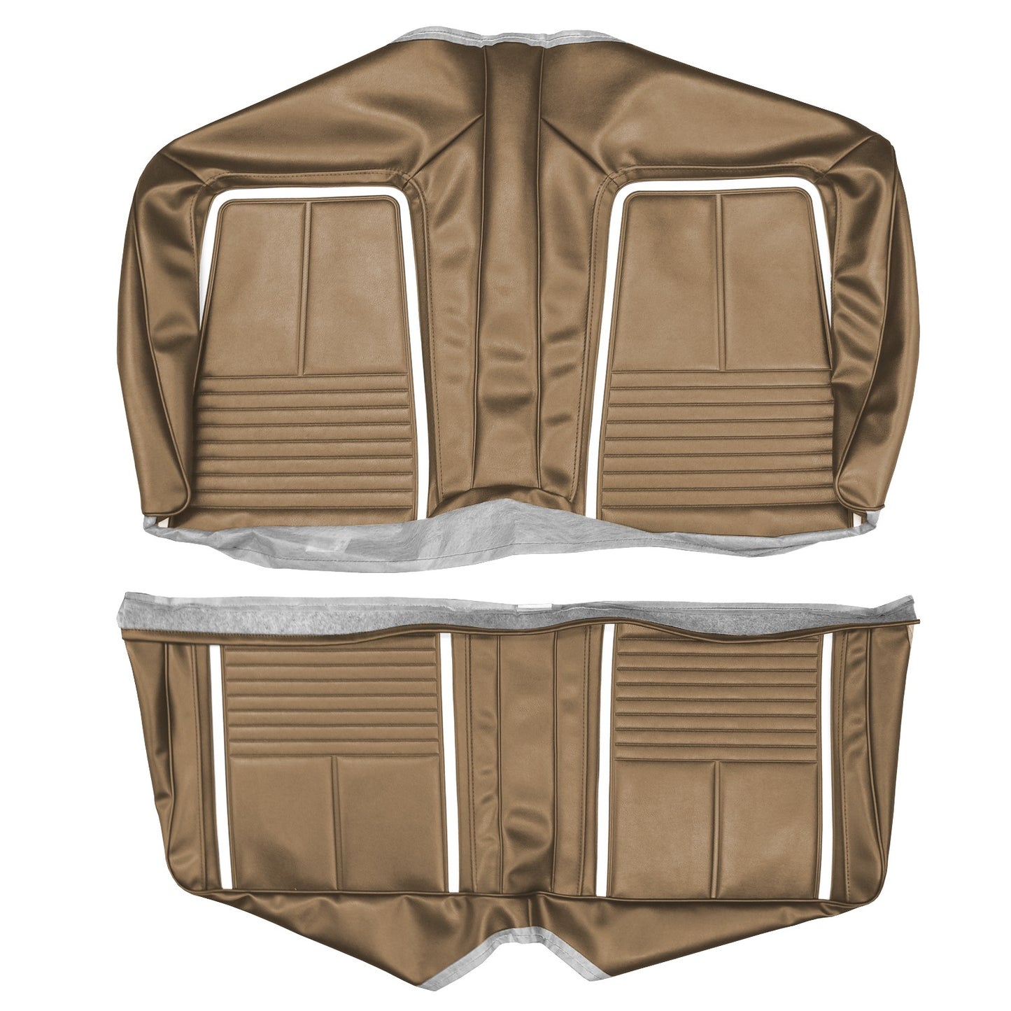 67 CAMARO "DELUXE" FIXED HARDTOP REAR UPHOLSTERY - GOLD W/ WHITE ACCENT