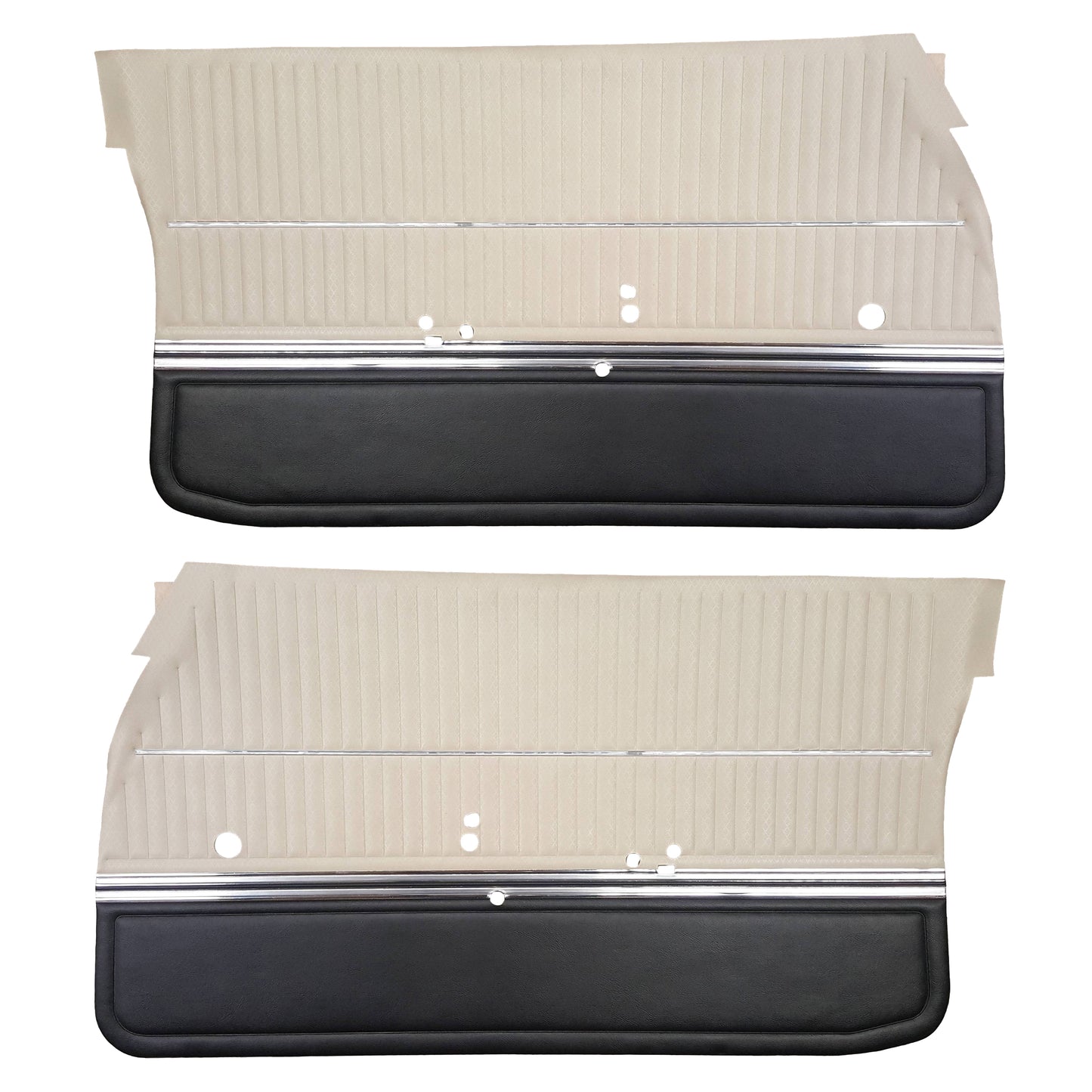 69 CUTLASS 'S'/442 SPORTS COUPE FRONT DOOR PANELS (UNASSEMBLED) - PARCHMENT/BLACK