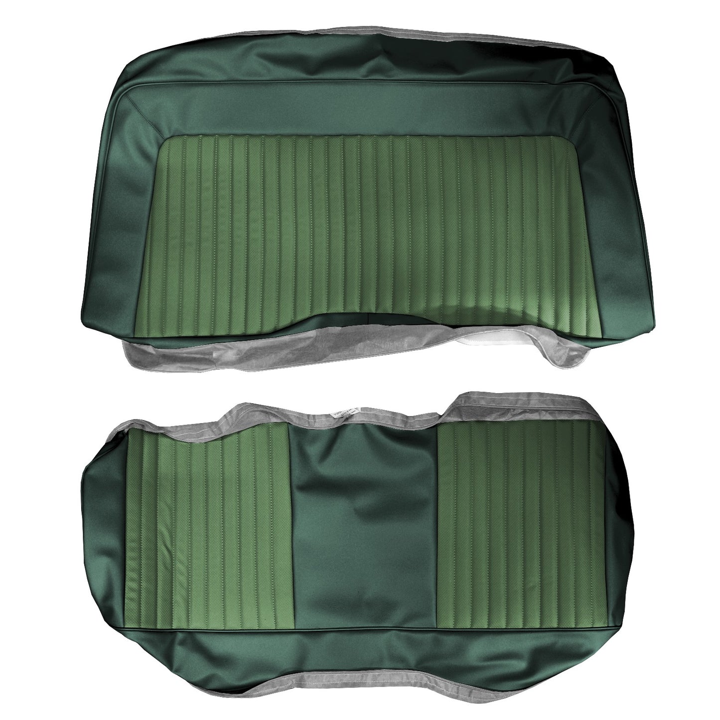 73 BARRACUDA/CHALLENGER HARDTOP REAR UPHOLSTERY - LIGHT GREEN/DARK GREEN