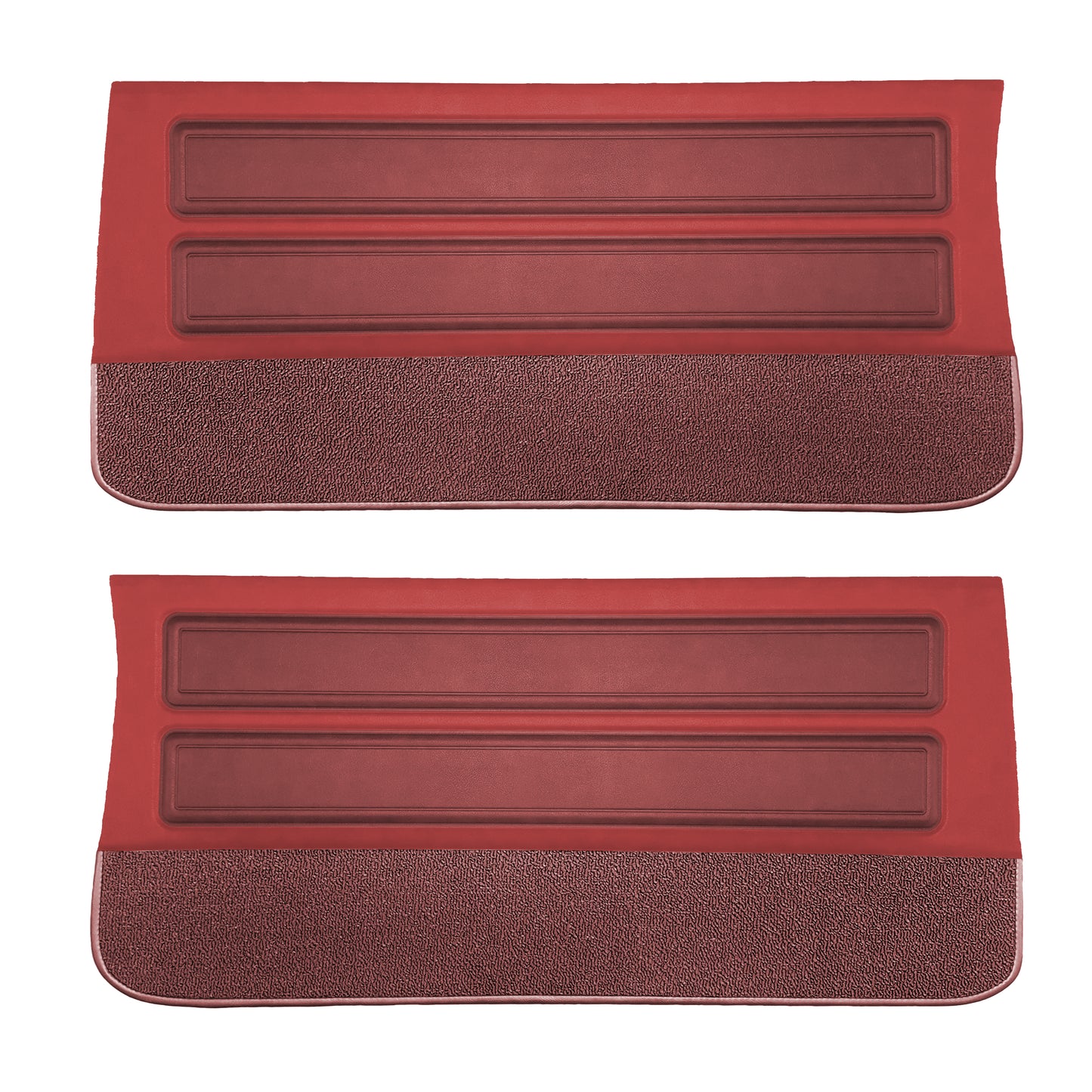 67 CUTLASS/442 FRONT DOOR PANELS - DARK RED/RED
