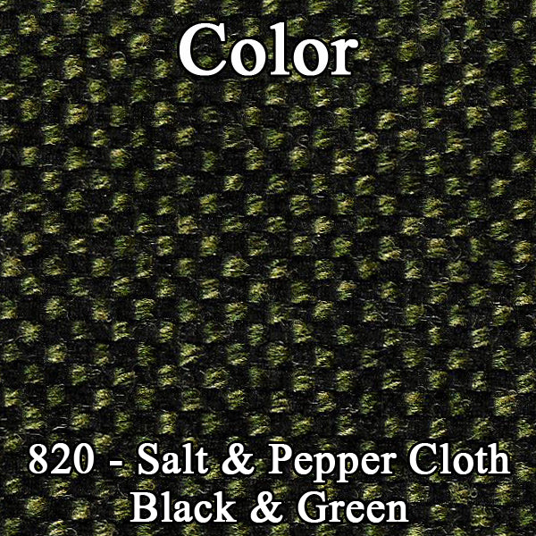 71 CHARGER/SUPERBEE HTP REAR CLOTH UPHOLSTERY - SRM BLACK/GREEN SALT&PEPPER CLOTH/GREEN