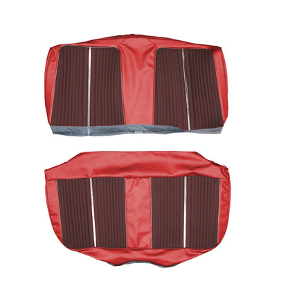 64 FURY 4-DOOR HTP/WAGON BENCH SEAT UPHOLSTERY - DARK RED/CRIMSON RED